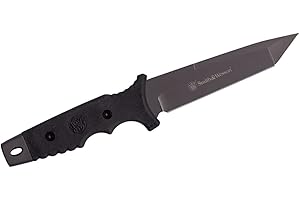 Smith & Wesson 10.6in High Carbon S.S. Fixed Blade Knife with 5.2in Tanto Blade and TPE Handle for Outdoor, Tactical, Surviva