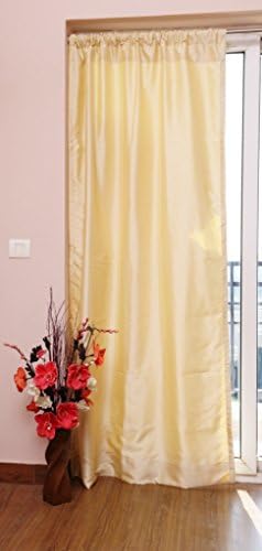 Pair of Cream Faux Silk Dupioni Drapes, 2 Panels each 51" Wide x 72" Long (130cm X 183cm) Rod Pocket, Hook Tape &amp; Hidden Tabs, Window Curtains with Blackout Lining - 100% Sun Block by ZappyCart