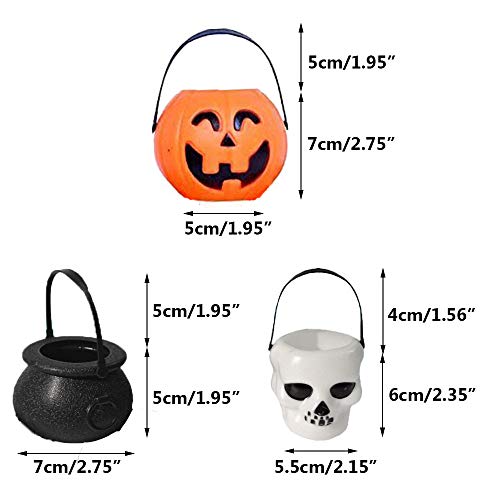 Ioffersuper 24 Pcs Mini Trick or Treat Halloween Plastic Candy Buckets, Candy Holders for Halloween Party Decoration, Pumpkin Style (S) - Thumbnail 2