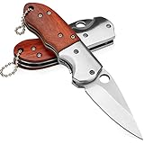 Ecante Pocket Knife Wood Handle Outdoor Hunting Camping Folding Knives Stainless Steel Blade, Mini Outdoor Pocket Knife Survival Tool