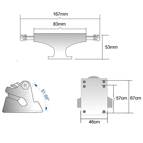 SODIAL 2Pcs Universal Alloy Skate Board Longboard Skateboard Bridge Skate Truck Bracket Parts Kickstand Aluminum Magnesium Alloy