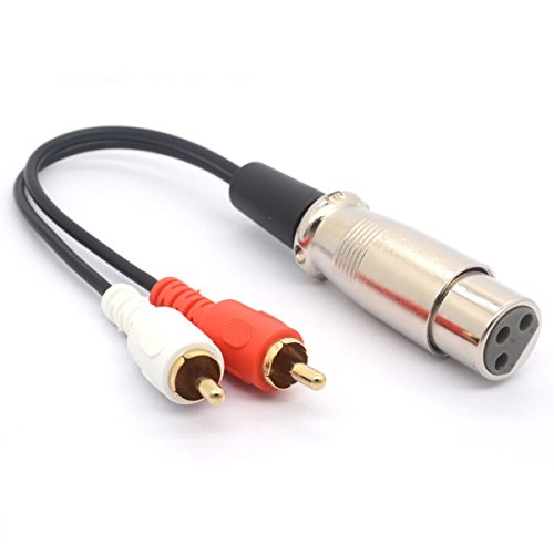 XLR to RCA Y Splitter Cable, 1 XLR Female to 2 RCA Male Stereo Plug Adapter Cable Stereo Audio Extension Cord