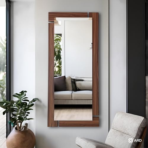 ARD Espejo Decorativo de Pared con Marco de Madera 138x55 cm | Glanz Oak Grand Cuerpo Completo Tipo flotado, diseño cálido y Elegante Ideal para Sala, Comedor o recámara