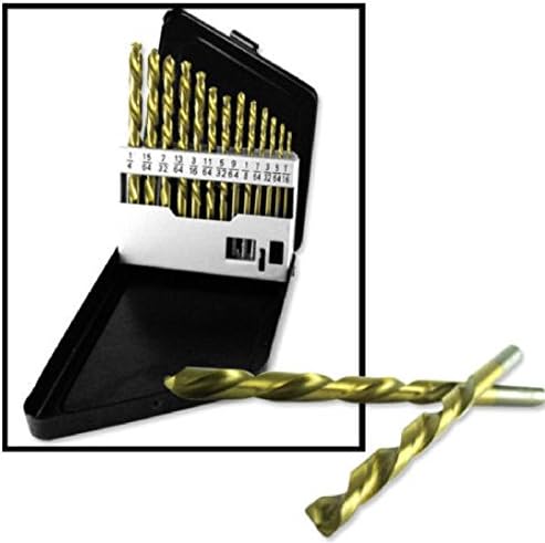 13 Pieces Left-Hand Drill Bit Titanium Set Industrial Strength with Storage Case Stud Extractor Set