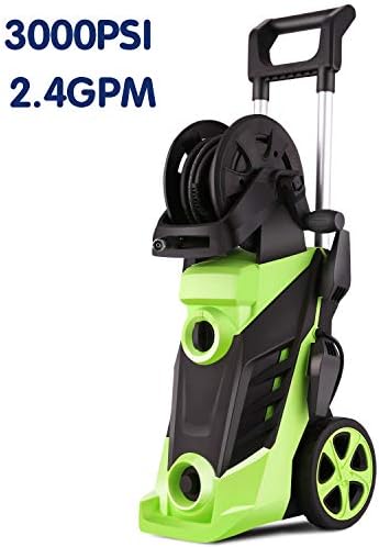 Homself 3000 PSI 2.40 GPM Electric Pressure Washer, Electric Power Washer with Hose Reel, 4 Quick-Connect Spray Tips