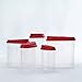 Bellaware Red Cereal Keeper, Plastic Cereal Containers, Set of 5