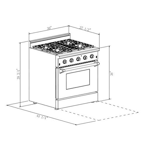 Thor Kitchen 30 inch Freestanding ProStyle Professional Gas Range with 4.2 cu. ft, 4 Burners