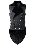 DarcChic Mens Vest Waistcoat Tailcoat Black Velvet Gothic Steampunk (L, Black)