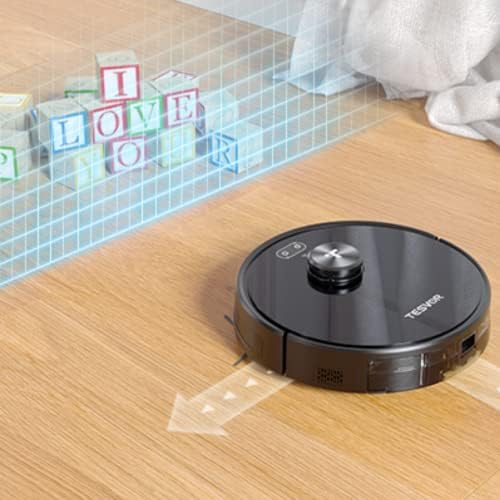 Robot aspirador Tesvor S4 con navegación láser LiDAR, creación de mapas precisos de habitaciones virtuales, 2200 Pa, duración de la batería de hasta 120 minutos, gris espacial