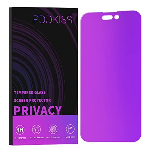 Pokolan 2 Pack Privacy Screen Protector For IPhone 14 Pro, Purple Anti Spy Tempered Glass, 9H Hardness, Case Friendly, Anti Scratch, No Bubbles