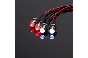 GLOBACT OGRC 4Pcs RC LED Lights Kit Accessories RC Headlights/Taillight Kit Accessories for 1/10 1/8 Modes for Traxxas HSP Redcat RC4WD Tamiya ARRMA Axial SCX10 D90 HPI HSP RC Car（2 White+2 Red）