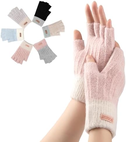 TYAGY Winter Fingerless Convertible Warm Half Finger Mitten Gloves