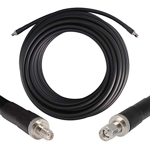 100 ft Low-Loss Coaxial Extension Cable (50 Ohm) SMA Male to SMA Female Connector, GEMEK Pure Copper Coax Cables - Antenna Lead Extender for 3G/4G/5G/LTE/ADS-B/Ham/GPS/WiFi/RF Radio Use (Not for TV)
