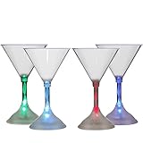Lily's Home LED Light Up Flashing Plastic Martini Cocktail Glasses, Color Changing with 7 Different Colors and Rainbow Mode, Essential For Parties (6 oz. Each, Set of 4)