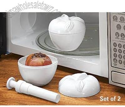 Vented Lid Microwave Apple Bakers With Corer - Set of 2