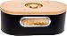 2-in-1 Modern Bread Box with Bamboo Cutting Board Lid - Space Saving Bread Bin by Mindful Design (Black)