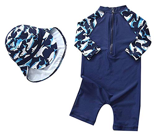 Childlike Me Baby/Toddler Boy Swimsuit Long Sleeve One-Piece Swimwear Rashguard (3-4 Years)