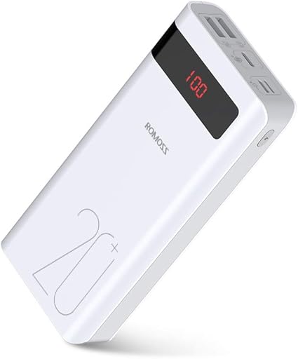 Amazon モバイルバッテリー 000mah Romoss 大容量18w 急速充電 Pd対応 Qc対応 Type C入出力 3usb出力ポート 携帯充電器 ポータブル充電器 スマホ充電器 最大出力18w Lcd残量表示 3台同時充電可能 Pse認証済み Iphone Android対応 Sense6ps ホワイト モバイル