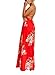 FFLMYUHUL I U Women's Strap Floral Print Lace Up Backless Deep V Neck Sexy Split Beach Maxi Dress