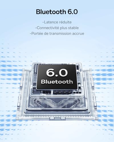 EP10 NC Écouteurs Bluetooth sans Fil, Ecouteurs sans Fil avec Réduction de Bruit Actif à -43dB, 24 Modes EQ, Conducteurs 12mm, SuperBass, 4-Mic AI pour Appels Clairs, IP55, 41H, Bluetooth 6.0