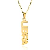 Zodiac Necklace for Women 18K Gold Plated 12 Constellation Pendant Silver Stainless Steel Jewelry Letter Astrology Sign Charms Personalized Gift for Mother and Daughter