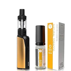 Lynden Play Starterset Gold 1500 mAh MTL und DL EZigarette + 1x Lynden Natural Tabacco 10ml Liquid ELiquid 0mg| Ideal für Einsteiger und Anfängern | Komplett Set | Nikotinfrei