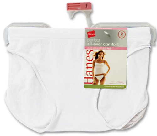 Hanes All-Over Comfort Perfect Mix and Match Bikini 2 Pack White, 8-White