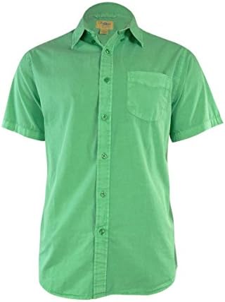 Tre Vero Men's Solid Vintage Dyed Short Sleeve Shirt (L, Jaded)