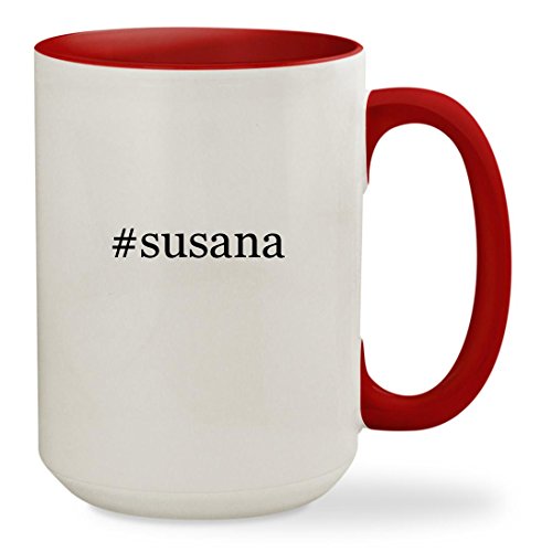 #susana - 15oz Hashtag Colored Inside & Handle Sturdy Ceramic Coffee Cup Mug, Red
