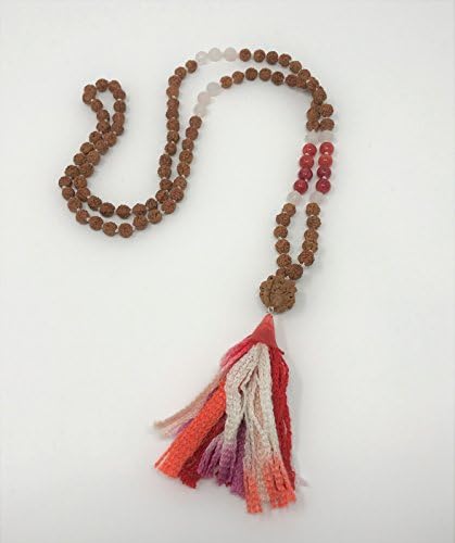 Rudraksha Mala Necklace with multi-colored tassel