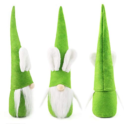 1Tomte Swedish Plush Santa Gnome, Green Bunny Gnome Handmade Scandinavian Tomte Santa Scandinavian Gnome for Christmas Santa Decoration Table Decor