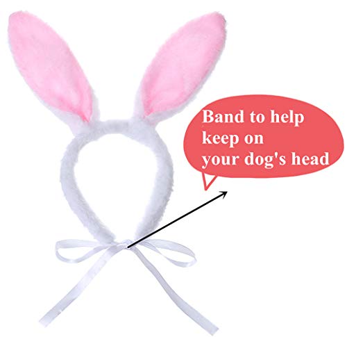 Dog Bunny Costume Set,Pet Rabbit Ears Headband Tail and Cat Bowtie Collar - Thumbnail 2