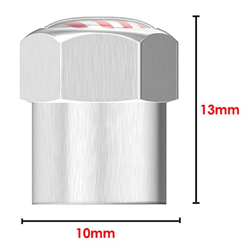 image for SAMIKIVA Tire Valve Stem Caps, Metal with Rubber Ring, Dust Proof Cove