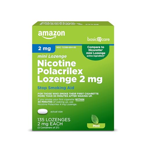 AMAZON BASIC CARE MINI NICOTINE POLACRILEX LOZENGE, 2 MG (NICOTINE), MINT FLAVOR, 135 COUNT