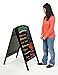 Black A-Frame Chalkboard Sidewalk Sign for Wet Erase and Traditional Stick Chalk, 21 x 34 Inch Boards Slide Out for Easy Updating