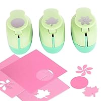 Paper Punch Hole Puncher -- (3 PACK Circle Maple Leaf Retro Flower) -- Personalized Paper Craft Punchers Shapes Set -- For Scrapbook Engraving Kids Artwork -- Greeting Card Making DIY Crafts