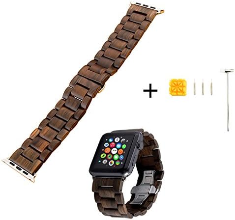 Landto Oringinal Wooden Apple Watch Band with Watch Repair Tool Kit for Apple Watch 38mm (Sandalwood for 38mm &amp; Tool Kit)
