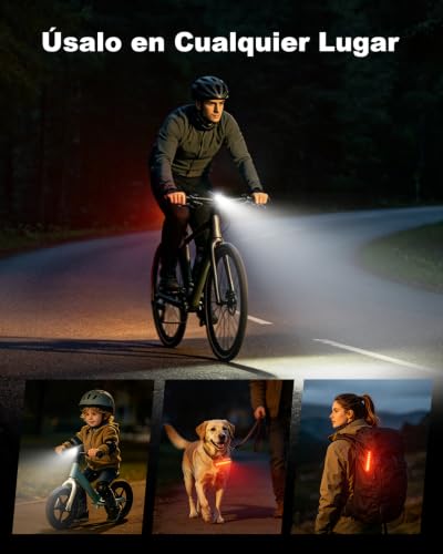 Mohard 1200LM Luz Bicicleta con 2 LED Alto Brillo, 2600mAh Recargable USB Luz Trasera Bicicleta, 3+5 Modos & Impermeable IP65, Luces Bicicleta Delantera y Trasera para Adultos Niños Carretera Montaña