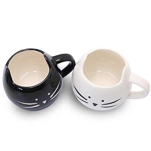 Koolkatkoo-Cute-Cat-Mug-Ceramic-Coffee-Mugs-Set-Gifts-for-Women-Girls-Cat-Lovers-Funny-Small-Cup-with-Spoon-12-oz-Black-and-White-