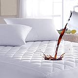 Ruili King Quilted Fitted Mattress Pad, 100% Waterproof Mattress Cover Stretches up to 16 Inches Deep Pocket Hollow Cotton Alternative Filling - Mattress Protector Vinyl Free