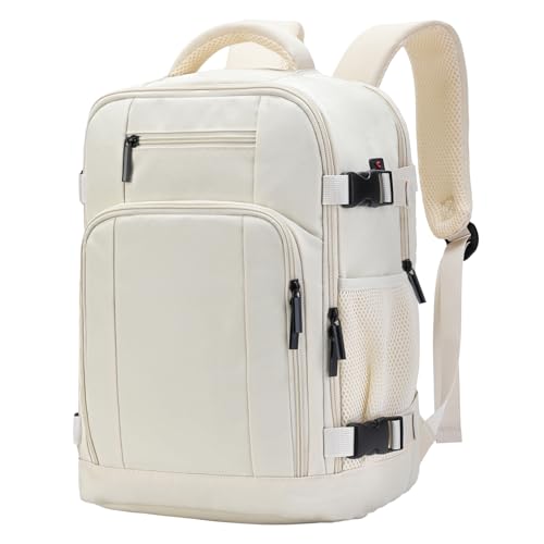 ZHXX Airplane Cabin Travel Backpack 40 x 30 x 20, Backpack 40 x 30 x 20 Suitable for Ryanair/Vueling/Wizz.Hand Luggage with Padded Sleeve for 14 Inch Laptop,Anti-Theft Pocket,White