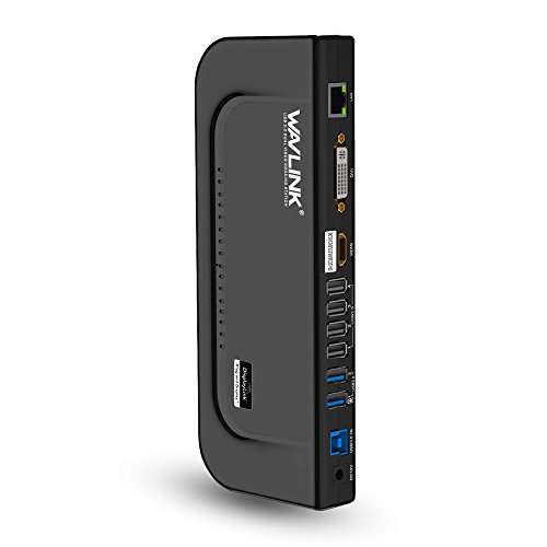 Wavlink Universal USB 3.0 Docking Station with Dual Video Outputs Support for Windows (HDMI & DVI/VGA, Gigabit Ethernet, Audio, 6 USB Ports for Laptop)