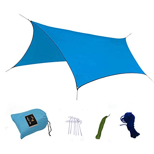 Suyi Portable Lightweight Camping Tent Tarp Shelter Mat Hammock Cover Sun Shade,Camping Equipment Essential Survival Gear,Stakes Include,with Carry Bag