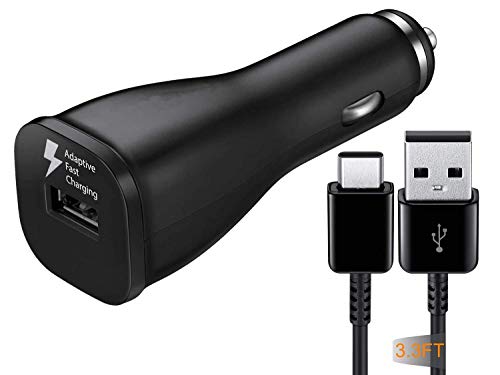 Adaptive Fast Car Charger Compatible Blackview BV7000 5" and More, JULAM USB Port 15W Output Car Adapter & 3.3ft Type C Cable Adaptive Fast Charging Quick Charge QC 3.0 (Black)
