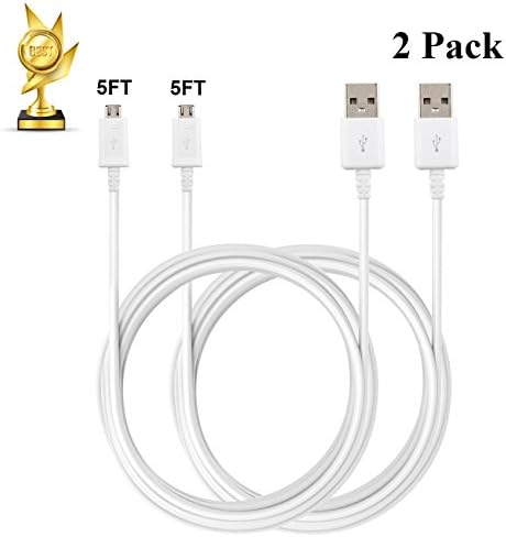 ZFLQ Micro USB Charging Cable, 2-Pack USB Data Sync Cords Charger Cables for Amazon Kindle Fire and Samsung Galaxy S6/S6 Edge/S6 Edge+/S7/S7 Edge/Note 4/5 Galaxy Tab (2-Pack 5FT)