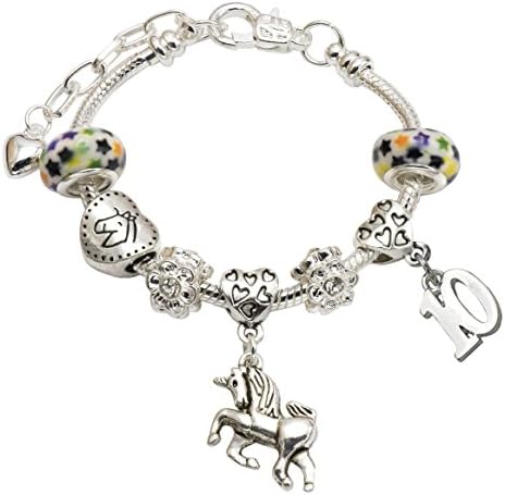 Jewellery Hut Girl's Unicorn Birthday Charm Bracelet with Gift Box - Ages 1-11 Available
