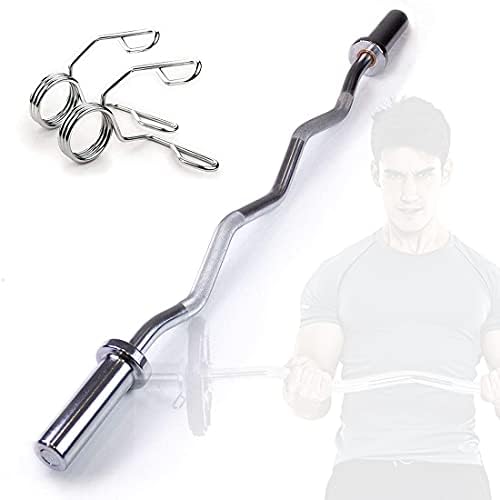 Nisorpa Olympic Super Curl Bar, Solid Chrome Threaded Curl Bar Bending