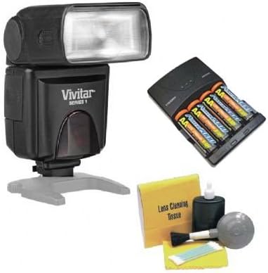 Nikon D5000 Bounce, Zoom &amp; Swivel Head Flash + High Powered AC Rapid Charger With 4AA 2900 Mah Batteries + Nwv Direct 5 Piece Cleaning Kit