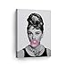 Smile Art Design Audrey Hepburn Bubble Gum Chewing Gum Black and White Canvas Print Pop Art Home Decor/Iconic Wall Art/Gallery Wrapped Canvas Art Stretched/Ready to Hang (12 x 8)