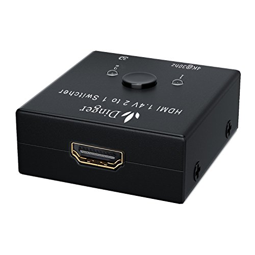 2 Port HDMI Switch, HDMI Switcher, Dinger 2 Port Bi-direction Switch HDMI Port Hub Supports Ultra HD 4K 3D 1080P (2 Port HDMI Switch)